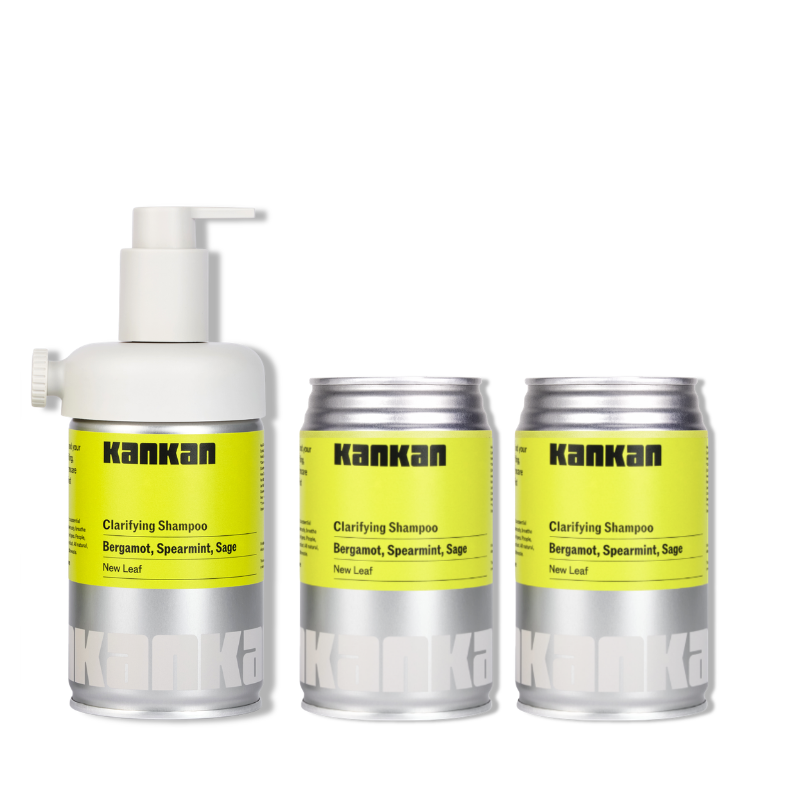 3 Pack Clarifying Shampoo Refills (New Leaf) + 1 Pump
